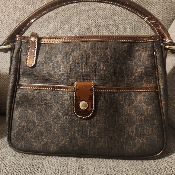 Gucci Dark Brown and Tan Shoulder Bag